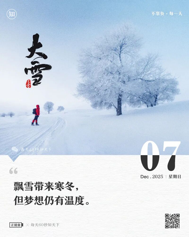 2025年12月07日，星期日，在这里每天60秒读懂世界！