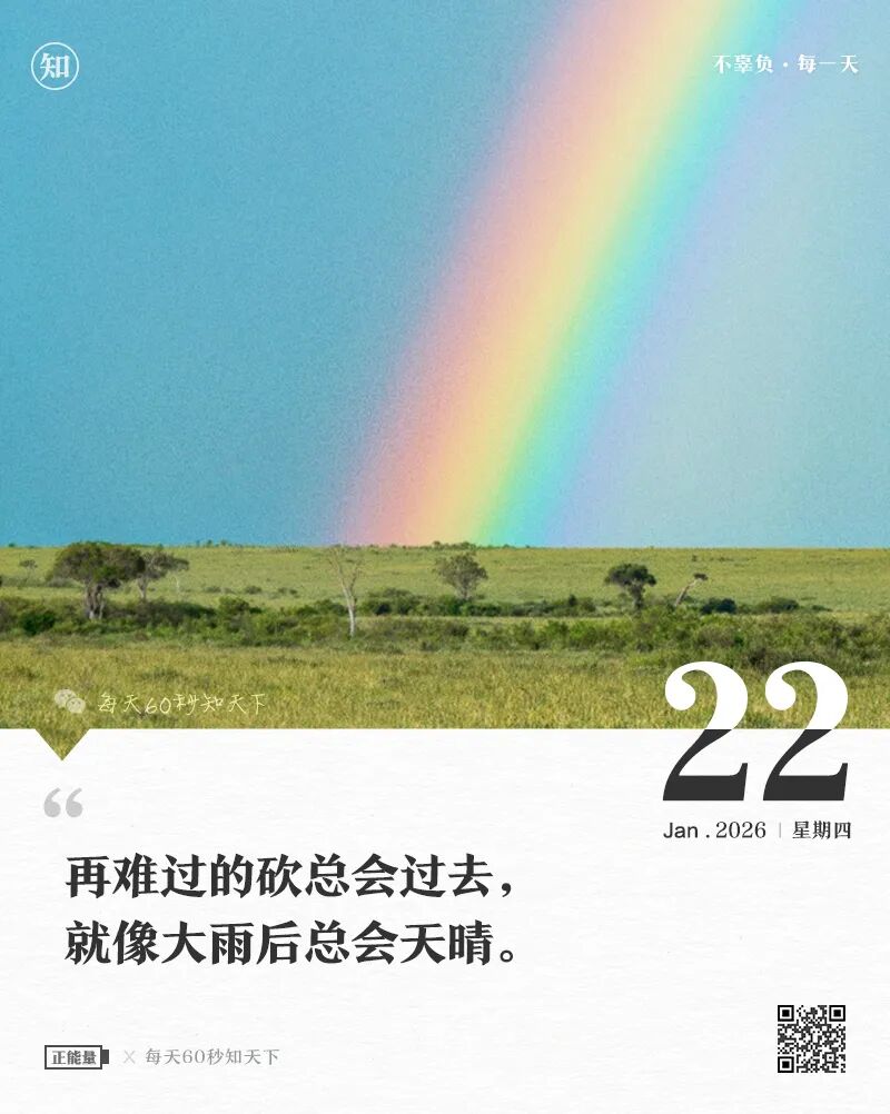 2026年01月22日，星期四，在这里每天60秒读懂世界！